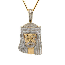 Load image into Gallery viewer, Yellow Gold and Diamond Jesus Head Pendant and Yellow Gold Cuban Chain