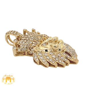 Yellow Gold and Diamond King Lion Pendant and Yellow Gold Cuban Link Chain Set
