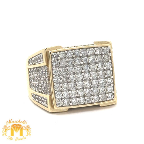 3.55ct diamonds 14k Yellow Gold Square Shaped Men`s Ring with Round Diamonds