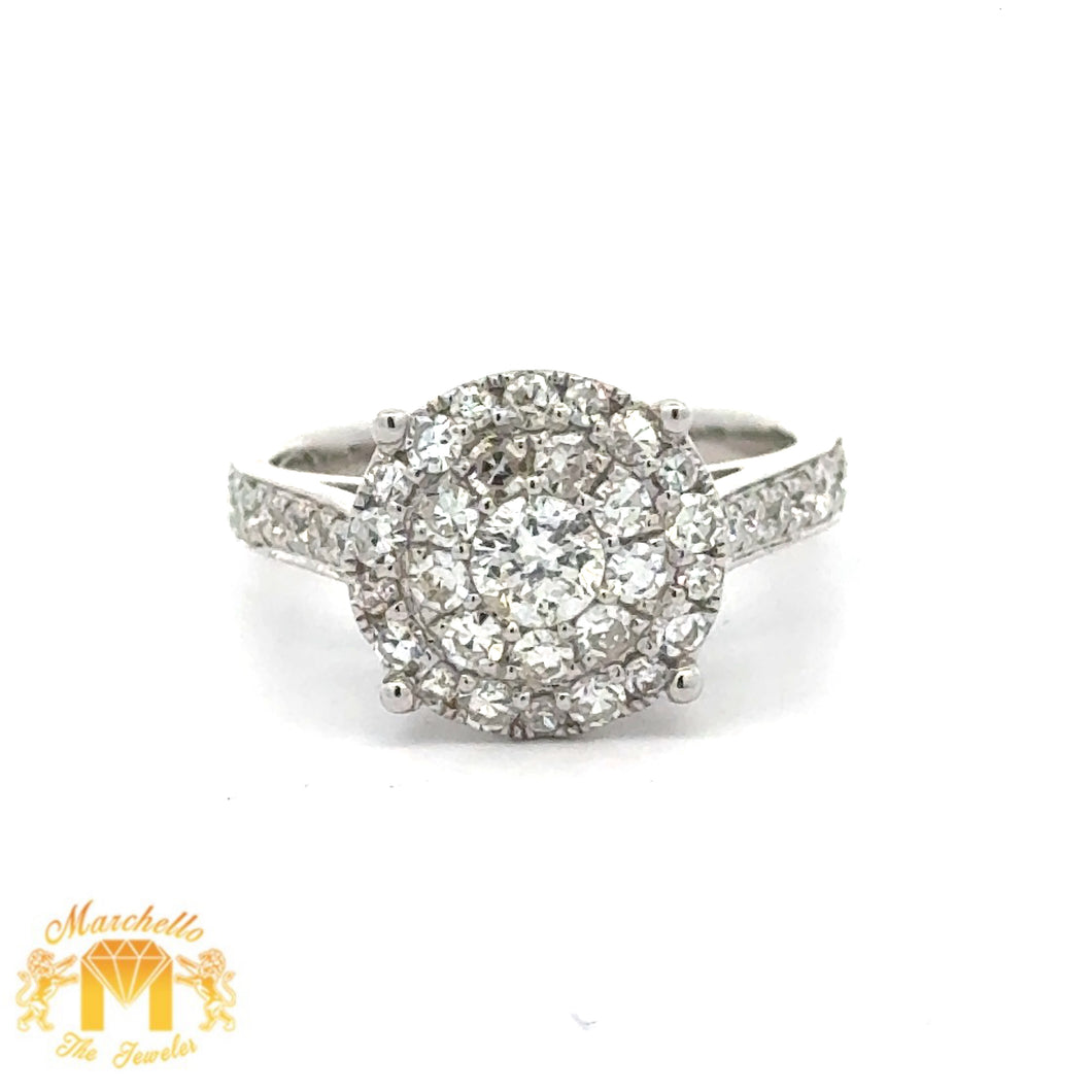 14k White Gold and Diamond Engagement Ring with Round Diamonds