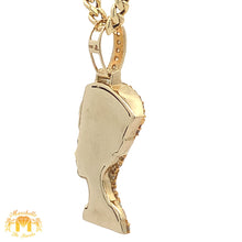 Load image into Gallery viewer, 14k Yellow Gold and Diamond Nefertiti Pendant and Yellow Gold Cuban Link Chain
