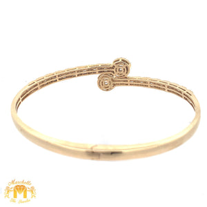 Yellow Gold and Diamond Twin Round Bangle Bracelet with Round and Baguette diamonds