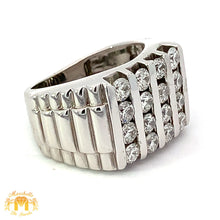 Load image into Gallery viewer, 14k White Gold and Diamond Men`s Ring with Round Diamonds