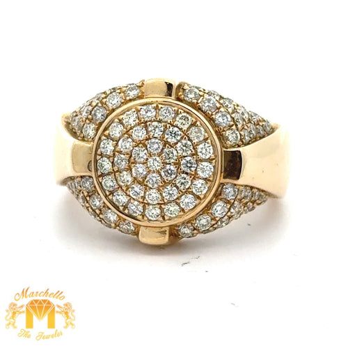 14k Yellow Gold and Diamond Men`s Ring with Round Diamonds