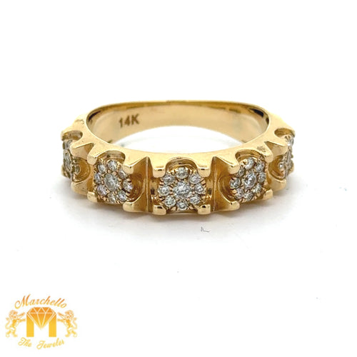 14k Yellow Gold and Diamond Band with Round Diamonds