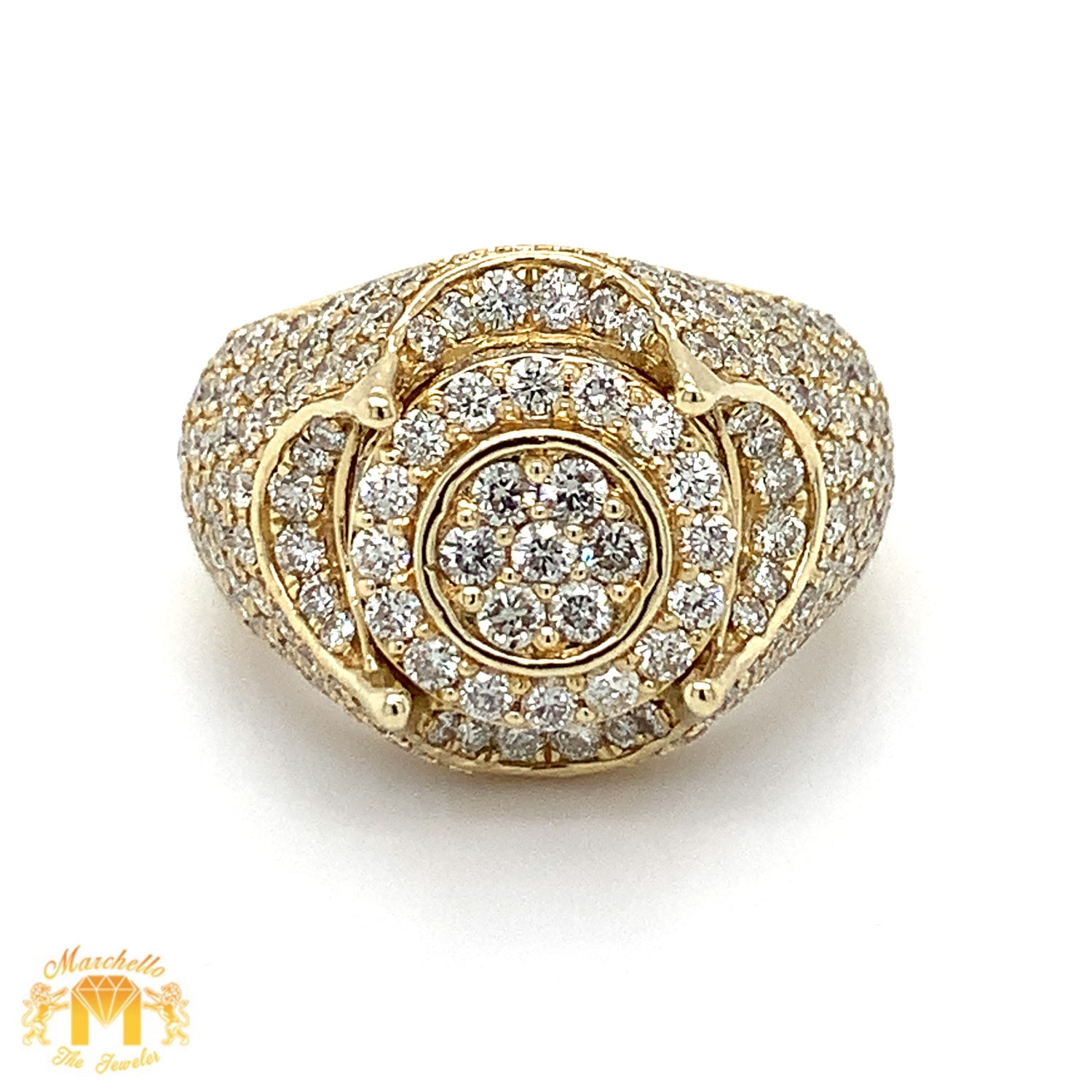 3.53ct Diamond 14k Yellow Gold Men`s Diamond Ring