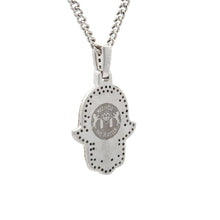 Load image into Gallery viewer, 14k two-tone: white and rose gold Hamsa Pendant and White Gold Cuban Chain