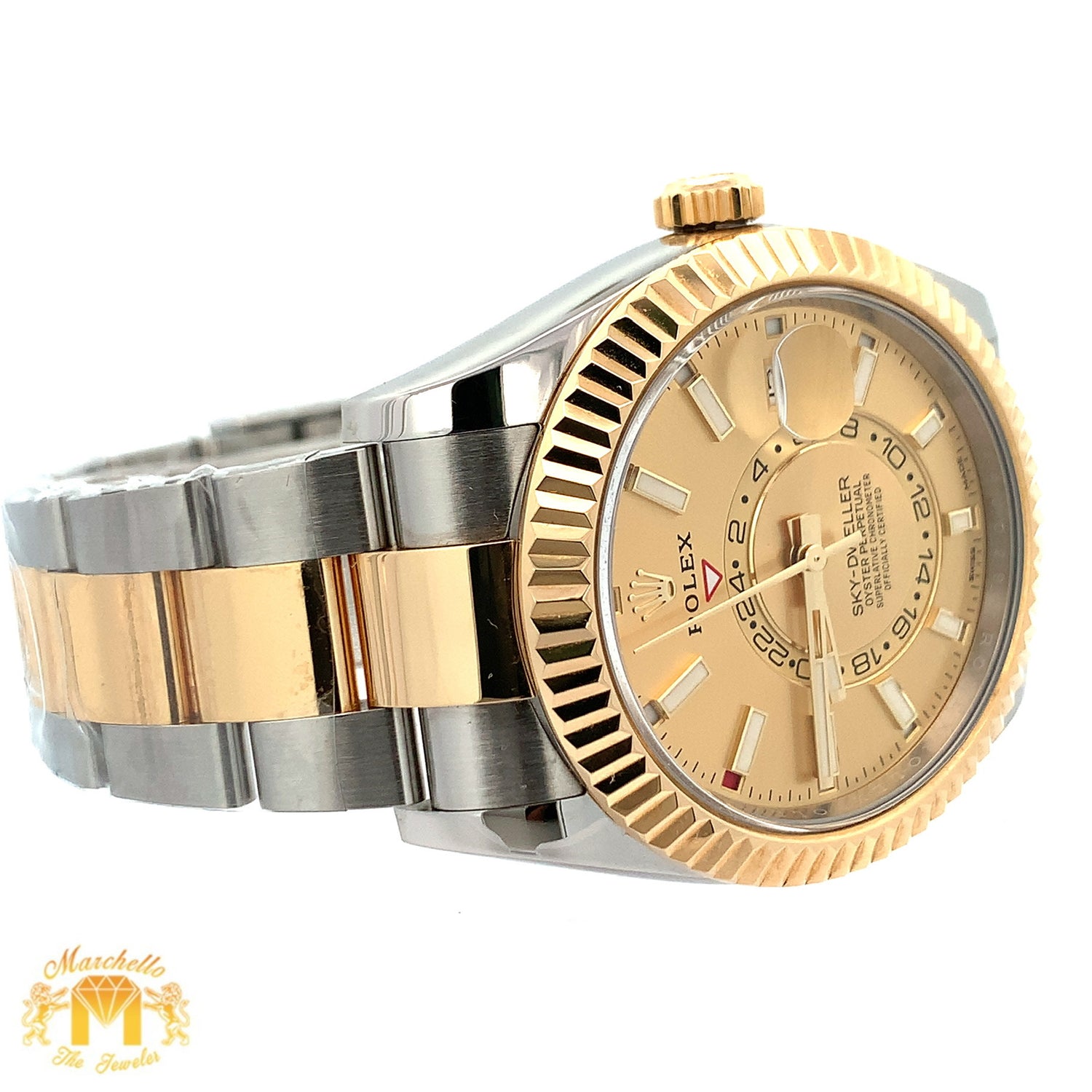 42mm Rolex Sky-Dweller Watch with Two-Tone Oyster Bracelet (fluted bezel, Rolex papers)