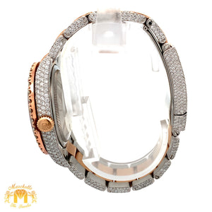 36mm Iced out Rolex Datejust Watch with Two-Tone Oyster Bracelet
