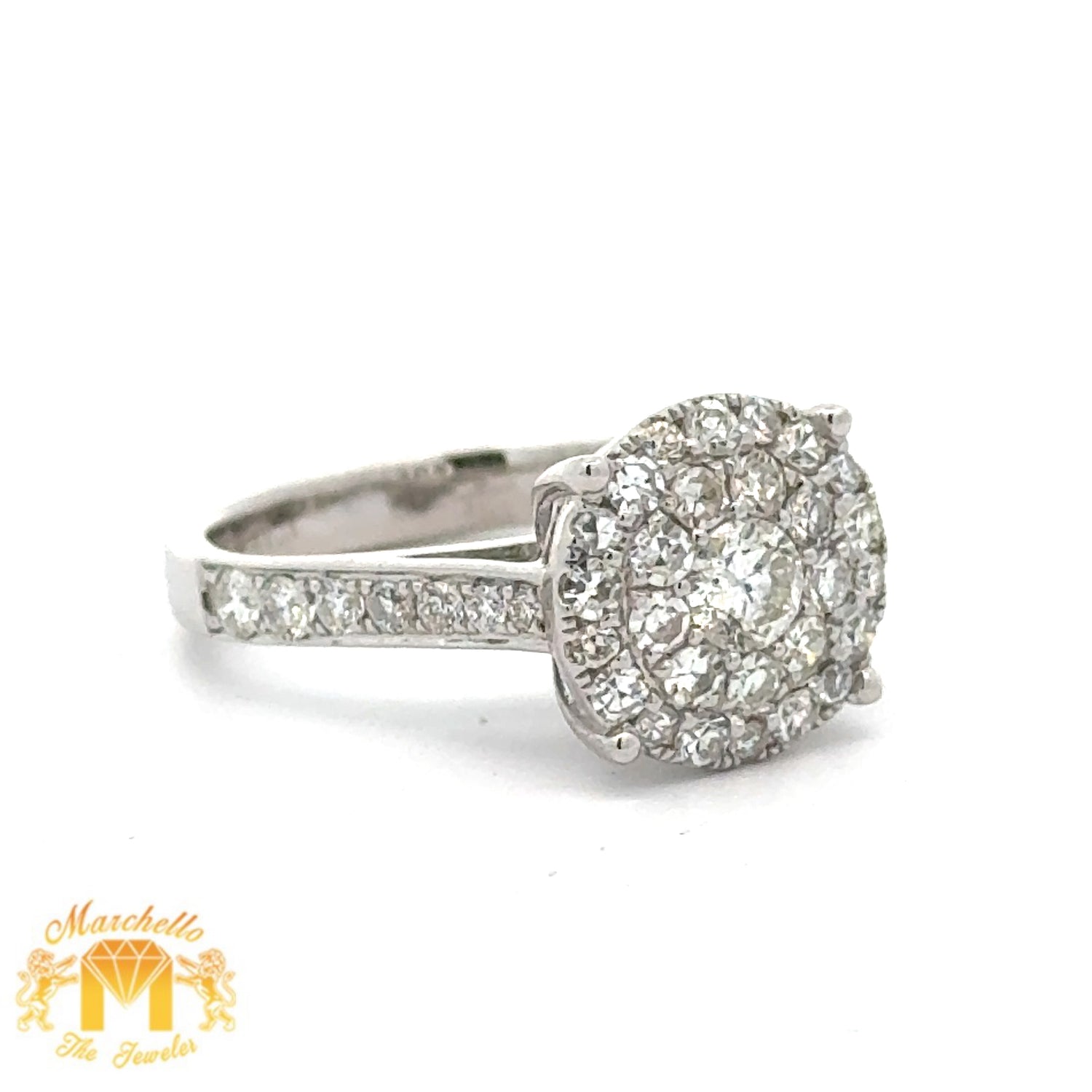 14k White Gold and Diamond Engagement Ring with Round Diamonds