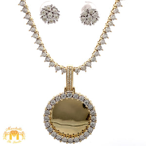 4 piece deal: Gold & Natural Earth Mined Diamond Picture Frame + Gold & Natural Earth Mined Diamond Tennis Chain + Complimentary gold & diamond Earrings Set+ Gift from Marchello the Jeweler