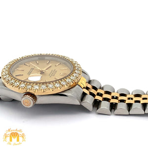 31mm Rolex Diamond Watch with Two-Tone Jubilee Bracelet (custom diamond bezel)