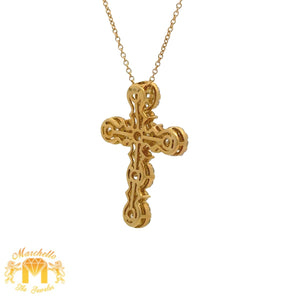 18k yellow gold and diamond cross Pendant and Yellow Gold Chain