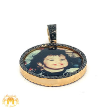 Load image into Gallery viewer, 14k Yellow Gold Memory Picture Pendant with Black and White Round Diamonds