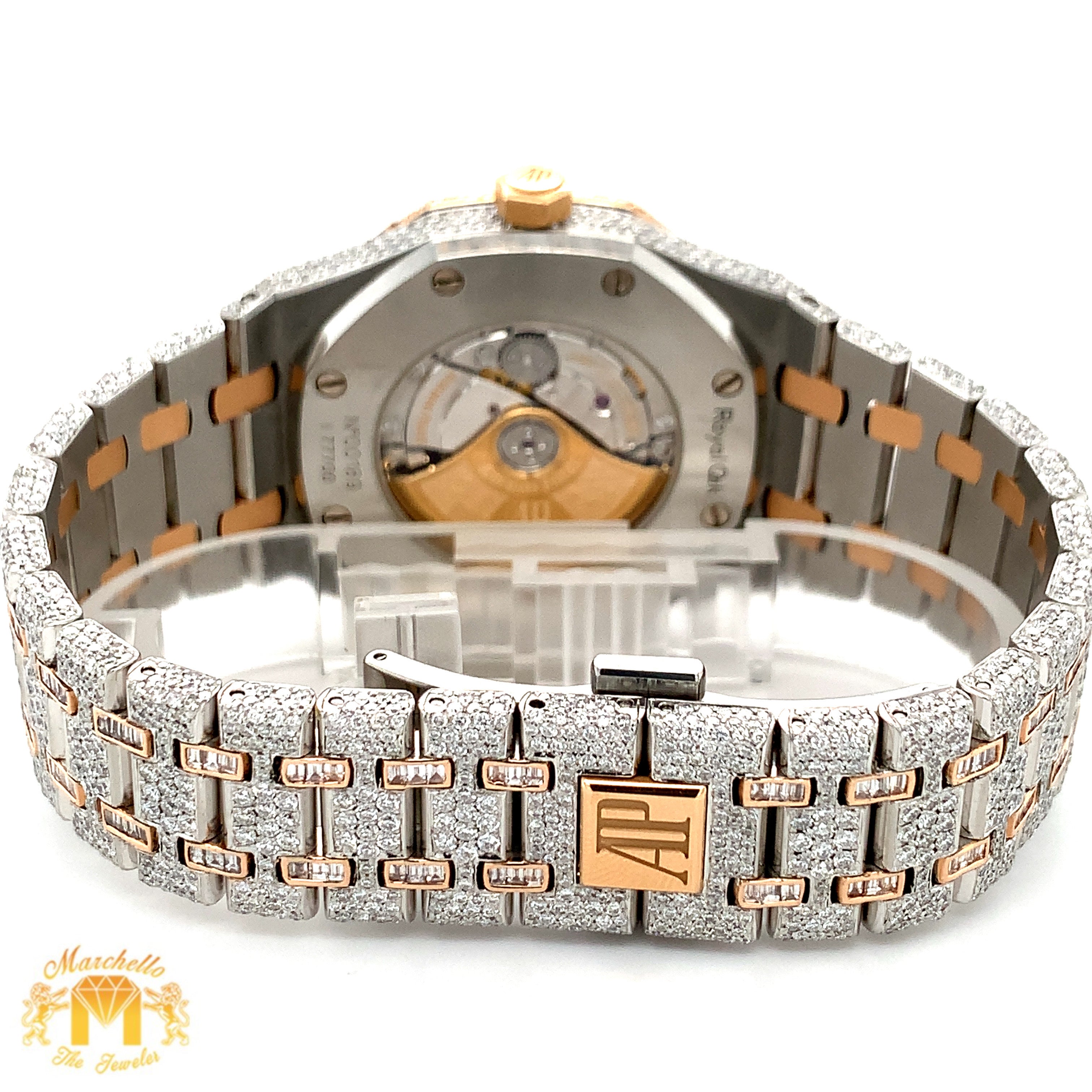 Iced out 41mm Audemars Piguet Two-tone Rose Gold AP Diamond Watch ...