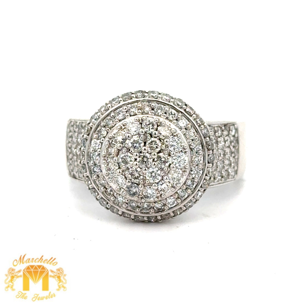 White Gold and Diamond Round Shape Men`s Ring