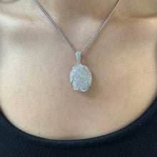 Load image into Gallery viewer, 4.68ct diamonds 18k White Gold Oval Shaped Pendant and 14k White Gold Cuban Link Chain Set