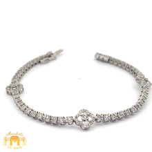 Load image into Gallery viewer, Gold and Diamond Tennis Flower Bracelet with Round Diamonds (choose your color)