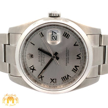 Load image into Gallery viewer, 36mm Rolex Watch with Stainless Steel Oyster Bracelet (silver dial, engraved model)
