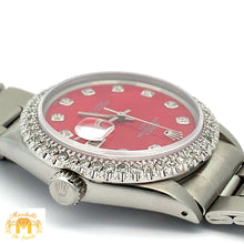 Load image into Gallery viewer, 34mm Rolex Oyster Perpetual Diamond Watch with Stainless Steel Oyster Bracelet (Mother of pearl(MOP) factory diamond dial) (Choose your color))