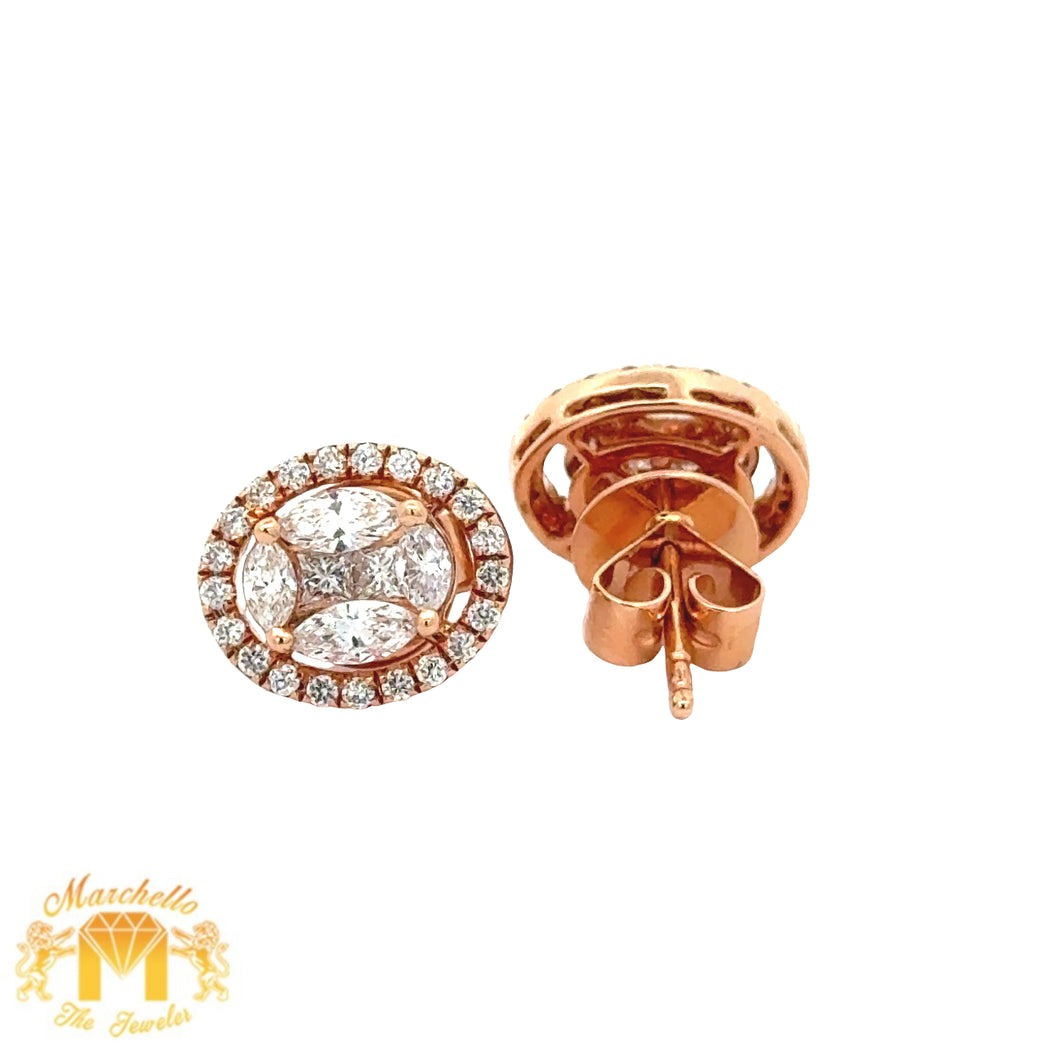 VVS/vs high clarity of diamonds set in a 18k gold Oval shape Earrings (choose your color)