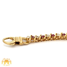Load image into Gallery viewer, 4ct diamonds 14k Yellow Gold Ruby &amp; Diamond Tennis Bracelet with with Large Round Diamonds