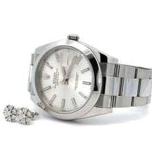Load image into Gallery viewer, Model: 116330 41mm Full factory Rolex Datejust 2 Oyster Band + White Gold and Diamond Flower Earrings + Gift from Marchello the Jeweler