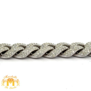 11.70ct diamonds 14k White Gold Miami Cuban Bracelet with Round Diamonds