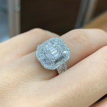 Load image into Gallery viewer, 18k white gold and diamond Fancy Ring with Baguette and Round Diamonds