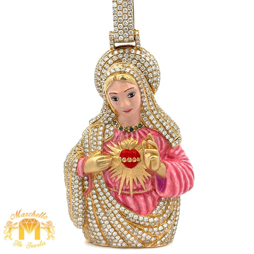 6.30ct diamonds 14k Yellow Gold Mary Pendant with Round Diamonds