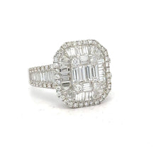 Load image into Gallery viewer, 18k white gold and diamond Fancy Ring with Baguette and Round Diamonds