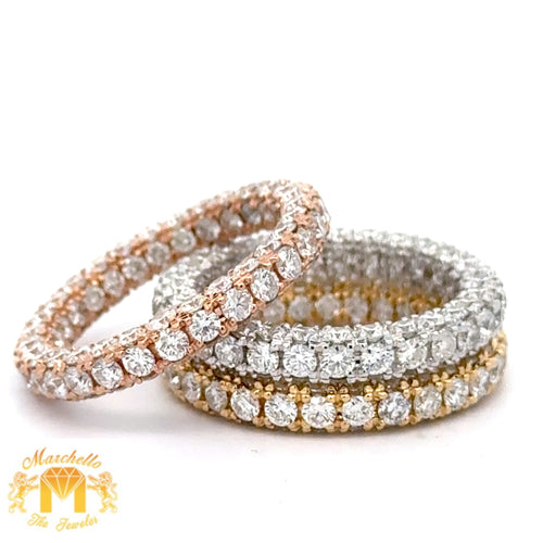 3.86ct Diamonds 18k Gold Eternity Iced out Band with Round Diamonds (choose your color)