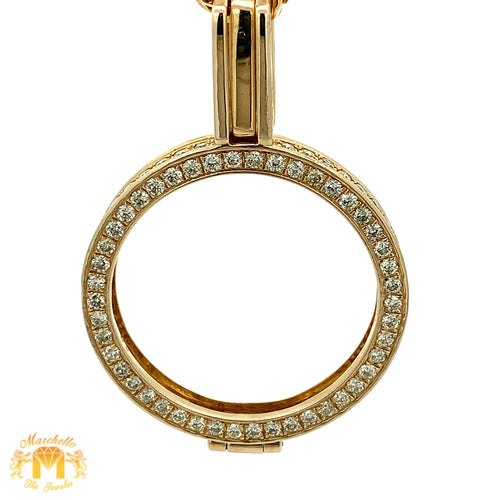 14k Gold Coin Holder Diamond Pendant with Round Diamonds (choose your color)