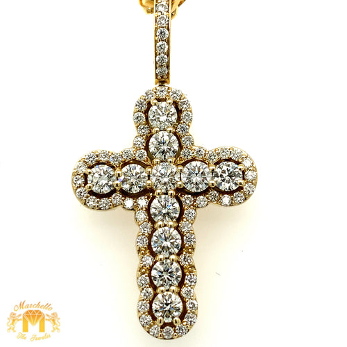 3.04ct Diamond 14k Gold Prong Set Diamond Cross Pendant (choose a color)