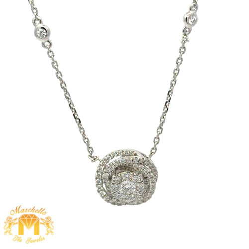 VVS/vs high clarity of diamonds set in a 18k White Gold Fancy Necklace with Round Diamonds