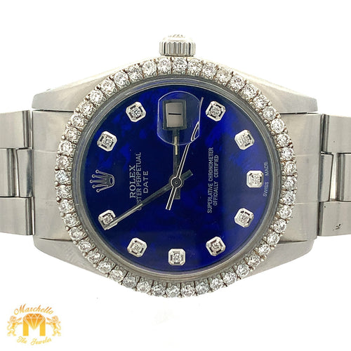34mm Rolex Oyster Perpetual Date Diamond Watch with Stainless Steel Oyster Bracelet (Mother of pearl(MOP)  diamond dial)