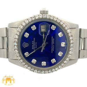 34mm Rolex Oyster Perpetual Date Diamond Watch with Stainless Steel Oyster Bracelet (Mother of pearl(MOP)  diamond dial)