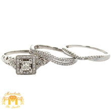 Load image into Gallery viewer, 14k white gold and diamond 3-piece Ladies Ring Set