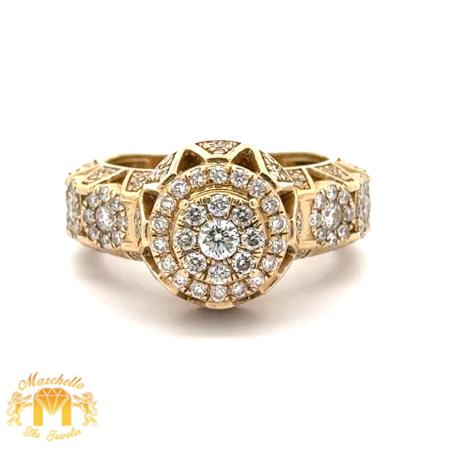 14k Gold and Diamond Men`s Ring with Round Diamonds (choose your color)