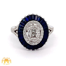 Load image into Gallery viewer, VVS/vs EF color high clarity diamonds set in a 18k Gold Oval Shaped Blue Sapphire Ring with Round Diamonds