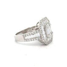 Load image into Gallery viewer, 18k white gold and diamond Fancy Ring with Baguette and Round Diamonds