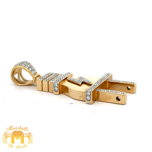 14k Yellow Gold and Diamond Plug Pendant and 14k Yellow Gold Cuban Link Chain Set