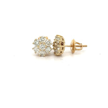 Load image into Gallery viewer, 14k yellow gold and diamond Flower Earrings