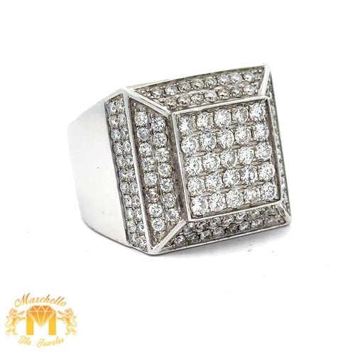 3.50ct diamonds 14k White Gold Square Shape Ring with Round Diamonds