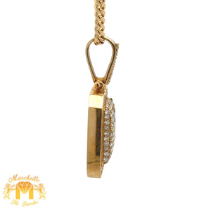 3ct diamonds Yellow Gold Pendant and Yellow Gold Cuban Link Chain
