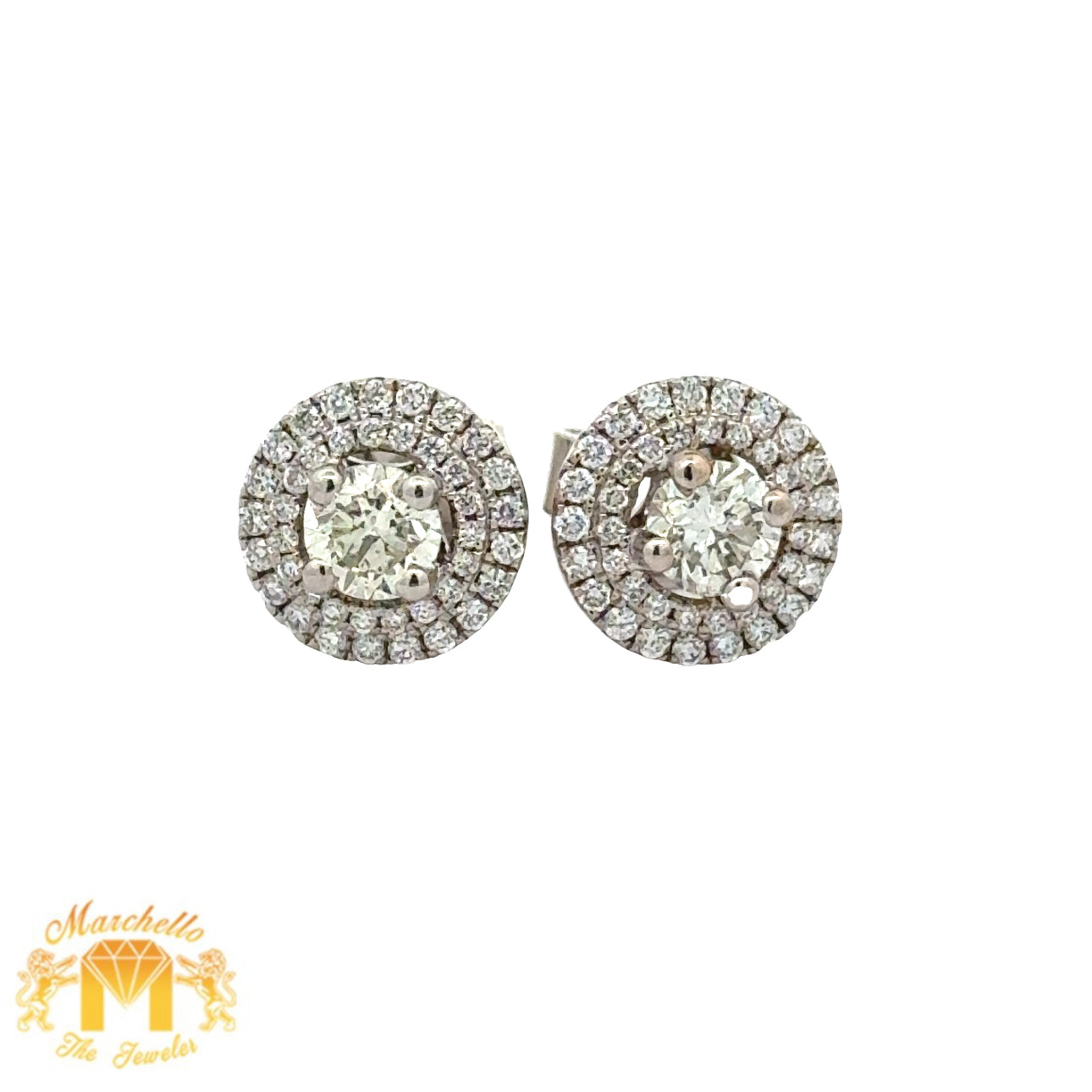 18k White Gold and Diamond Round Earrings