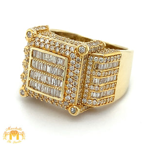 14k Gold Square Shape Men`s Diamond Ring