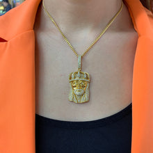 Load image into Gallery viewer, 4.50ct Diamonds 14k Yellow Gold Jesus Head Pendant and Yellow Gold Cuban Link Chain