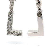 Load image into Gallery viewer, 14k White Gold Large Initial Pendant with Baguette and Round Diamonds ( A to Z )