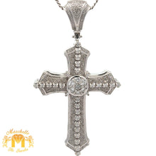 Load image into Gallery viewer, 14k white gold and diamond Cross Pendant